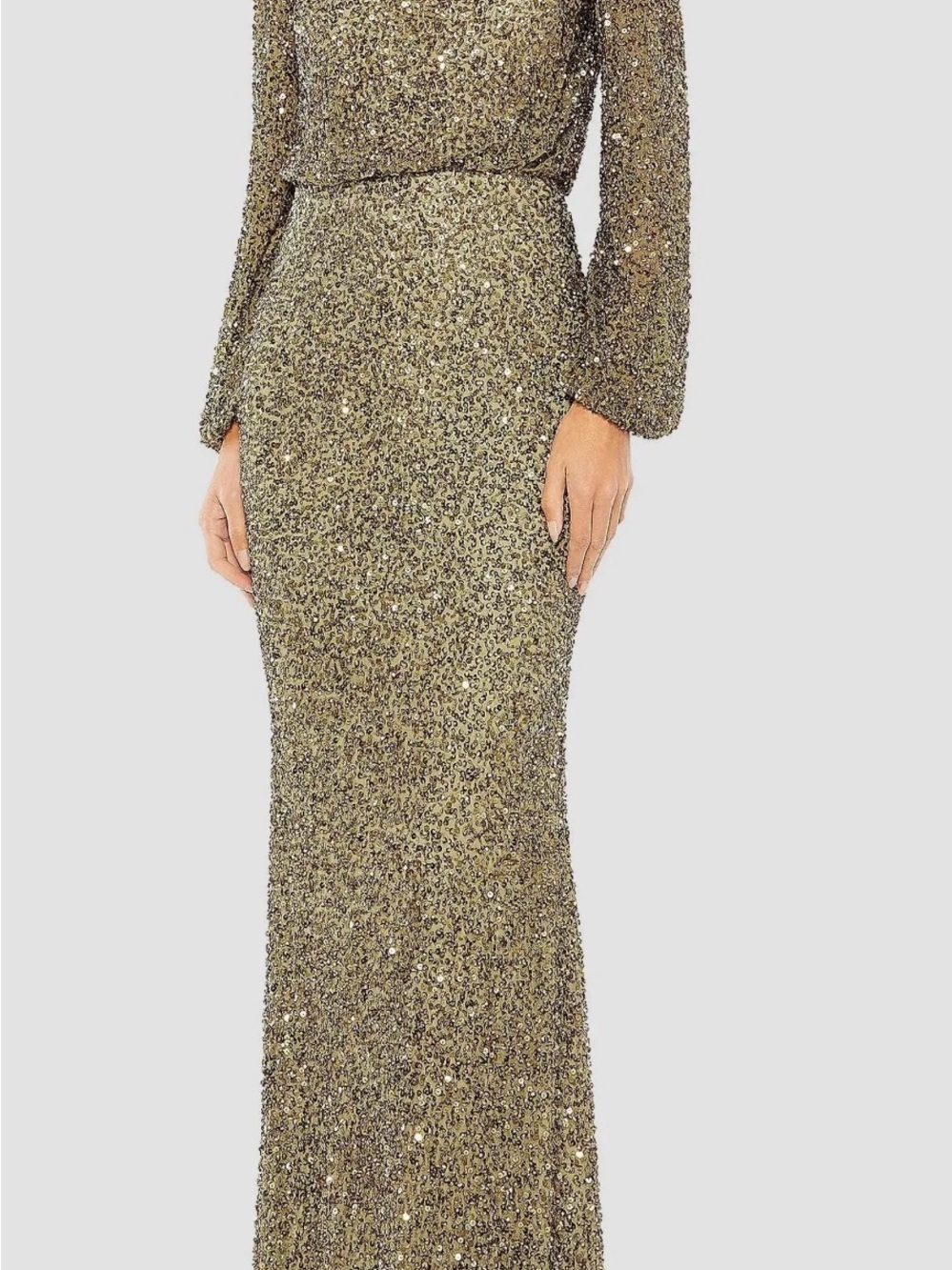 Mac Duggal Sequined Blouson Column Gown Evening Dress Size 12